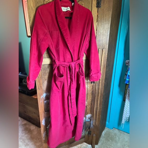 L.L. Bean | Intimates & Sleepwear | Llbean Red Cotton Robe With Button ...